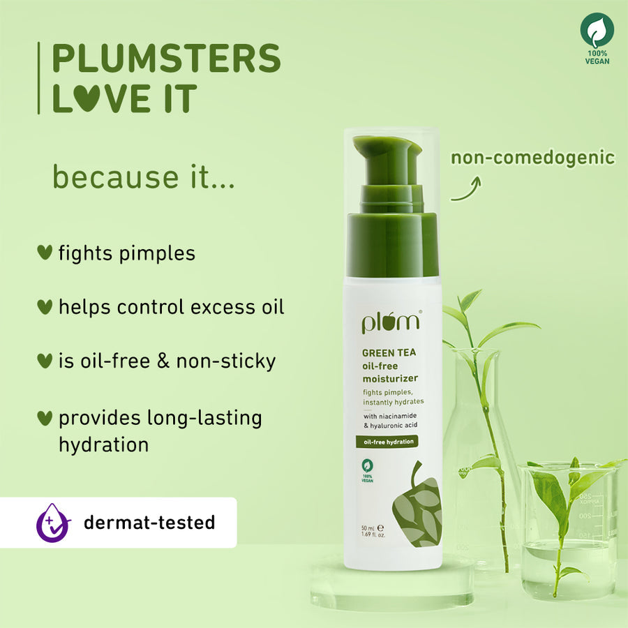 Plum Green Tea Oil-Free Moisturizer for Oily Skin | Fights Acne & Controls Oil | Non-Comedogenic, 50ml Buy at Indicrest Image 4