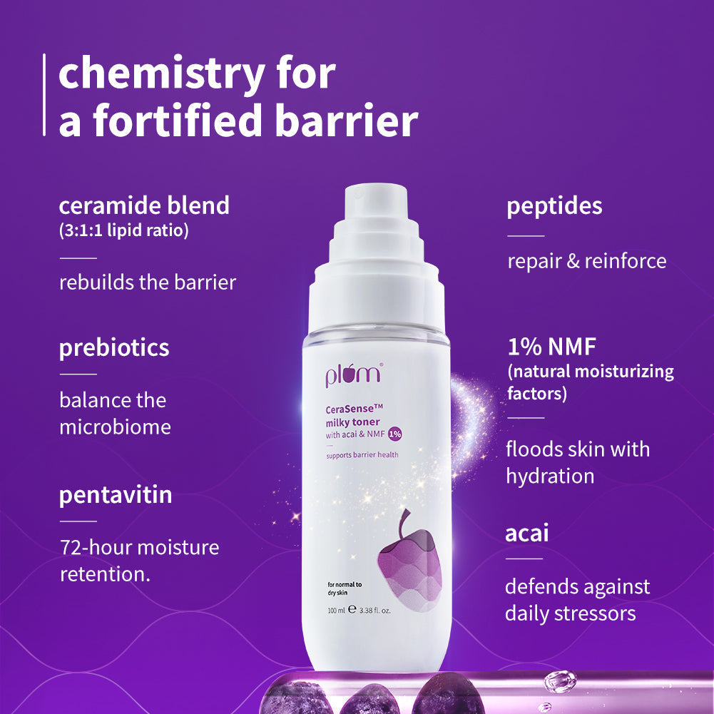 Plum CeraSense™ Milky Toner with Ceramides & Peptides | Instant Barrier Repair | Intense Moisturization | Dermat-Tested, 100ml Buy at Indicrest Image 3