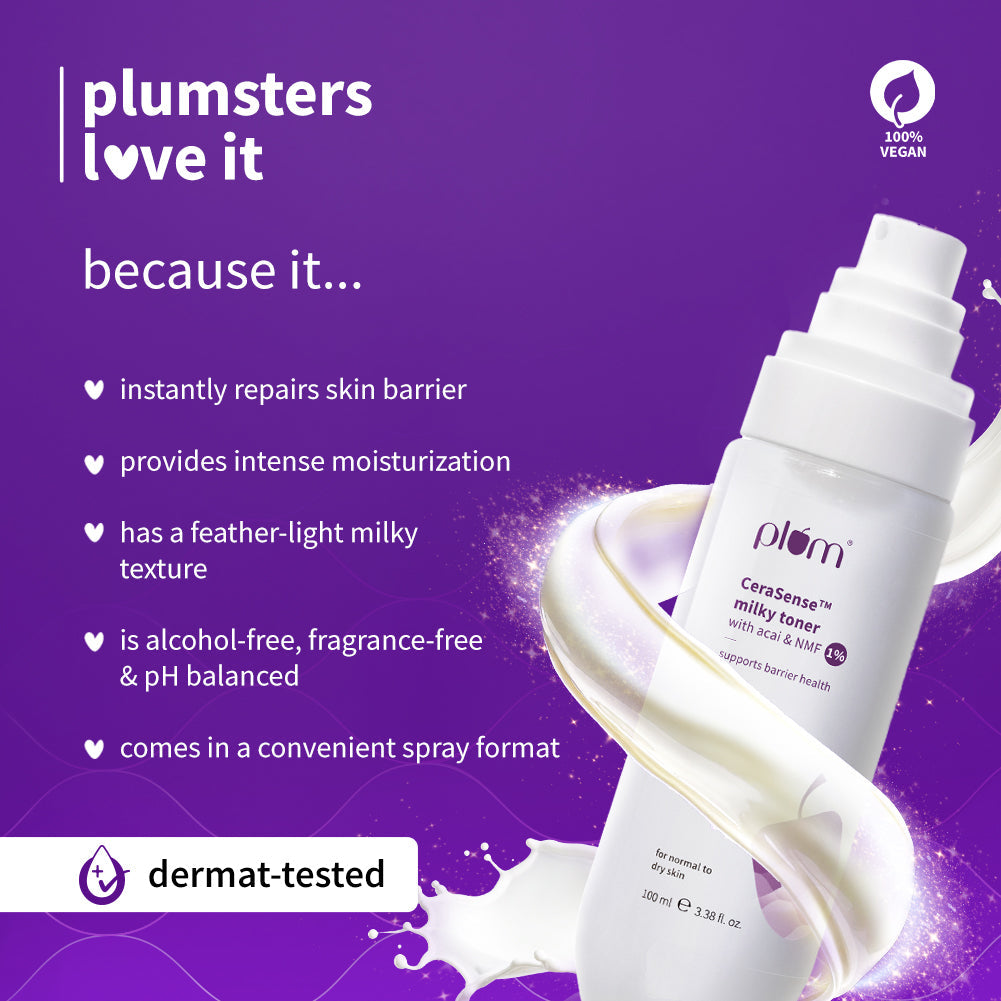 Plum CeraSense™ Milky Toner with Ceramides & Peptides | Instant Barrier Repair | Intense Moisturization | Dermat-Tested, 100ml Buy at Indicrest Image 4