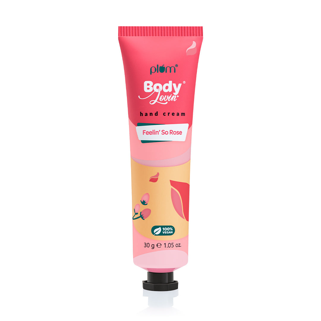 Plum Feelin' So Rose Hand Cream by Plum Body Lovin' | Ultra Moisturizing With Shea Butter | Fresh Rose Fragrance With A Musky Twist | Non-Greasy & Lightweight, 30g Buy at Indicrest Image 2