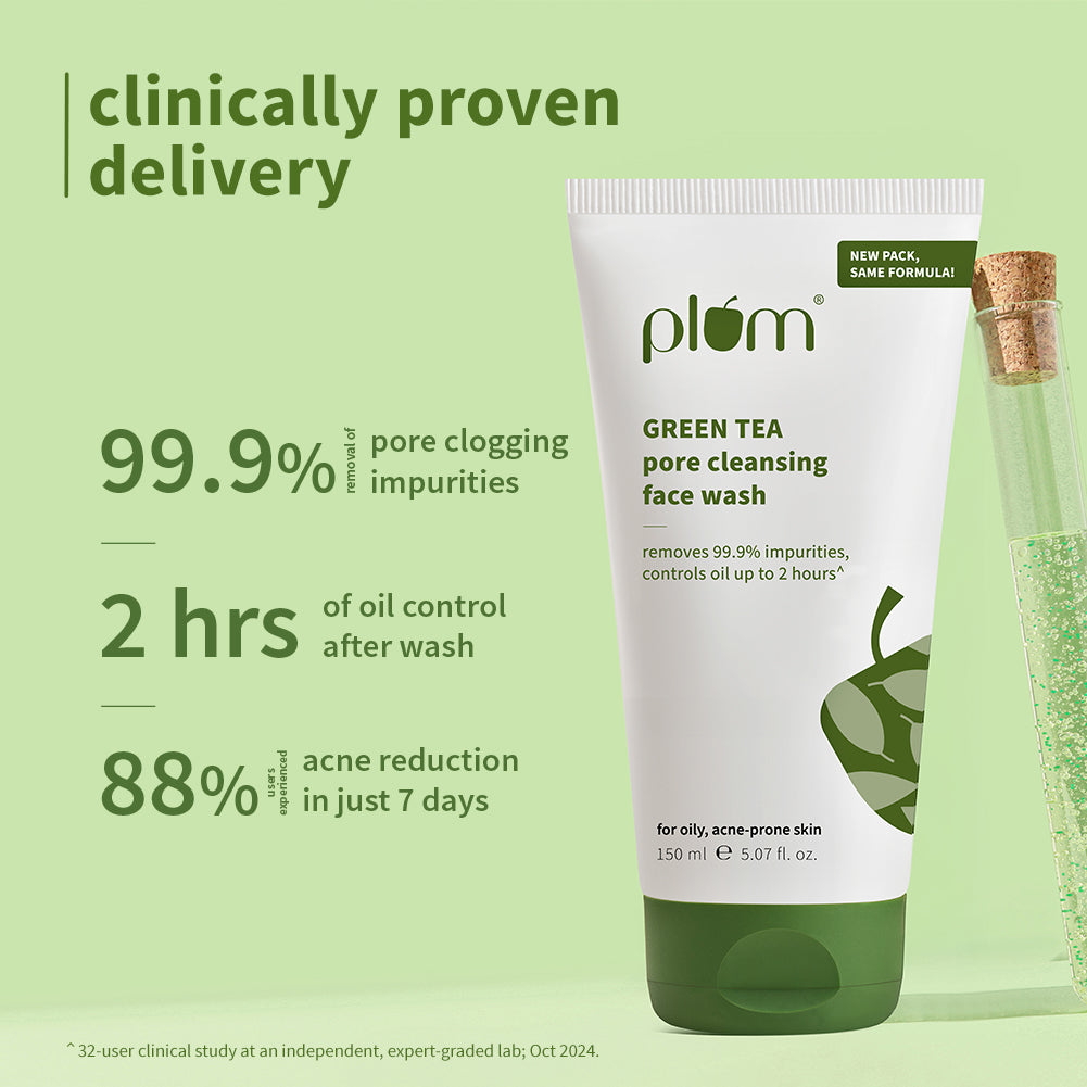 Plum Green Tea Pore Cleansing Face Wash for Acne | Controls Oil Upto 2-Hrs | Reduces Acne In 7 Days, 150ml Buy at Indicrest Image 3