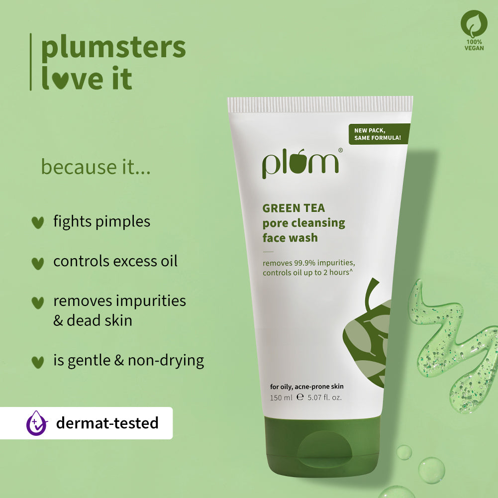 Plum Green Tea Pore Cleansing Face Wash for Acne | Controls Oil Upto 2-Hrs | Reduces Acne In 7 Days, 150ml Buy at Indicrest Image 5