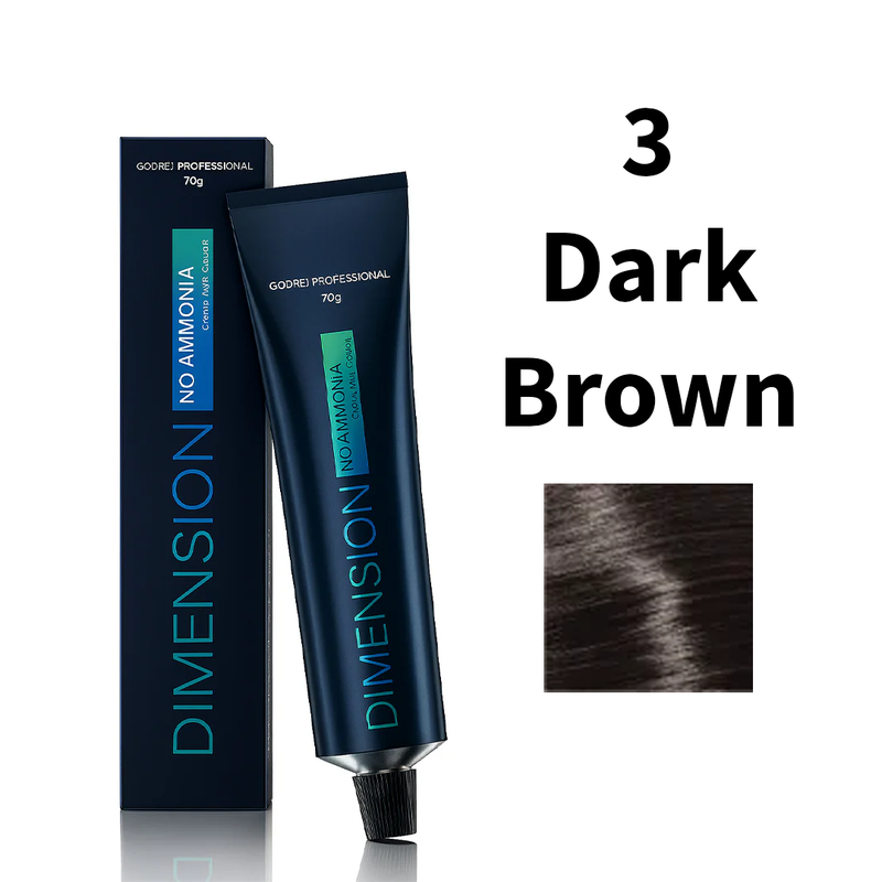 Godrej Professional Dimension No Ammonia Cream Hair Colour Base Shade 3 - Dark Brown, 70g