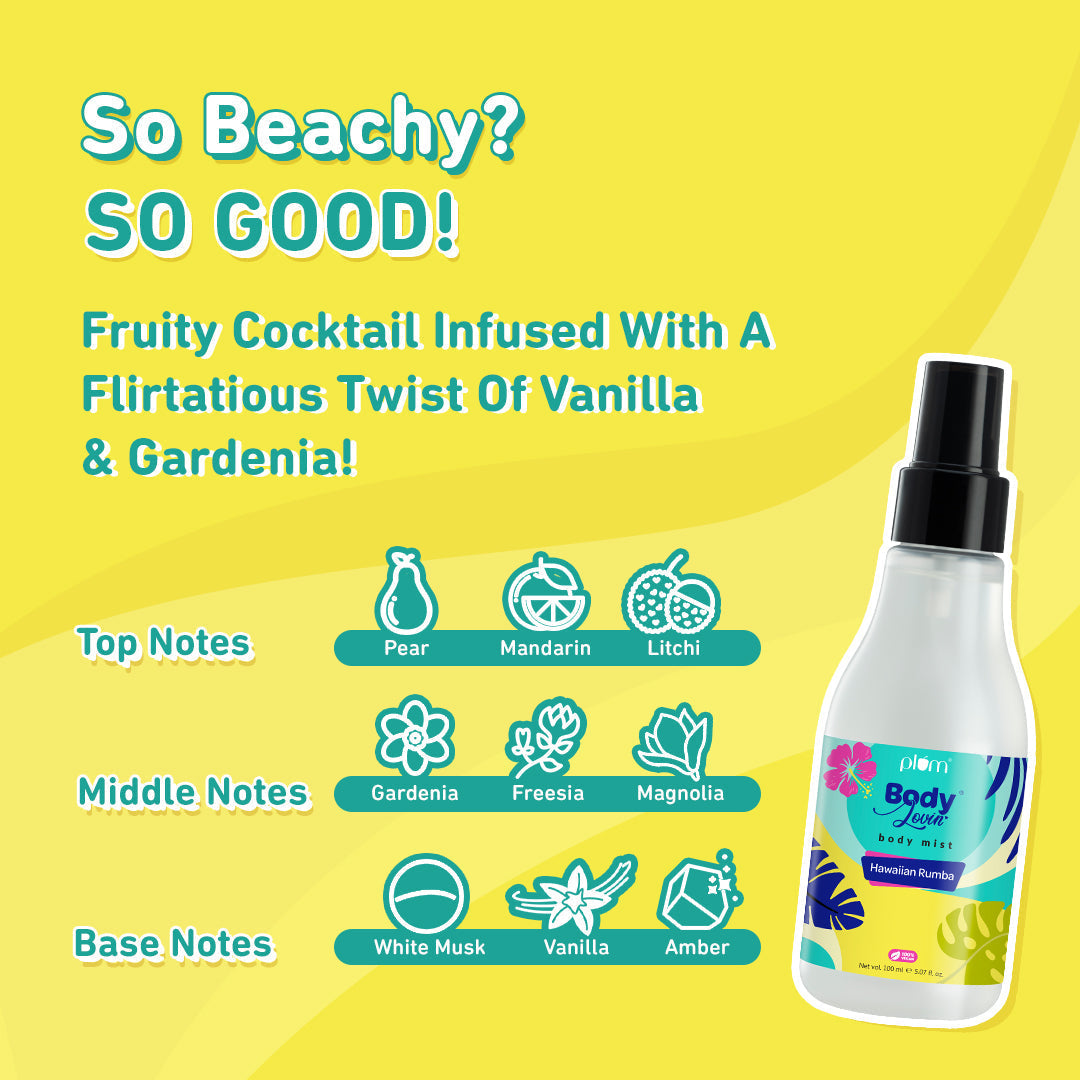 Plum Hawaiian Rumba Body Mist by Plum BodyLovin' | Long Lasting |Travel-Friendly | Fun Beachy Fragrance | Perfume Body Spray, 100ml Buy at Indicrest Image 13