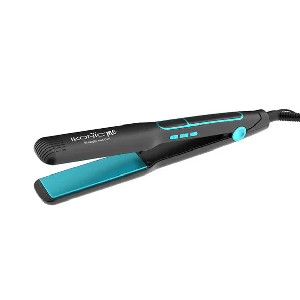 Ikonic Me 2 in 1 Straight and Curl-Wide Hair Iron, Black & Teal - Indicrest Buy at Indicrest