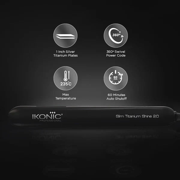 Ikonic Hair Straightener - Slim Titanium Shine Black & Silver Buy at Indicrest Image 7