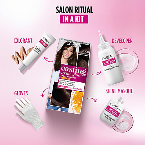 L'Oreal Paris Casting Creme Gloss Conditioning Hair Color, 300 Darkest Brown - 72ml + 87.5g6