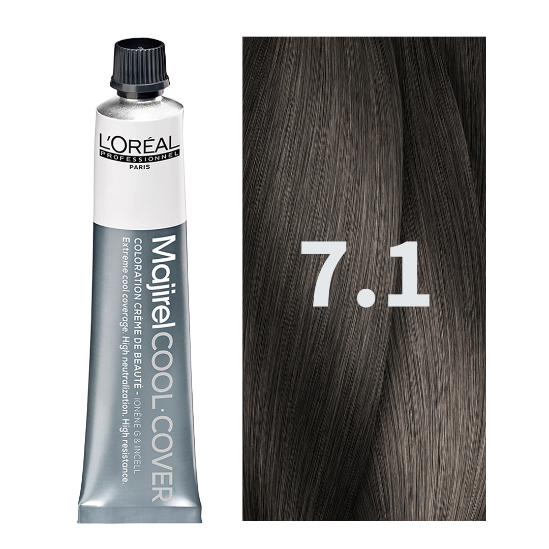 L'Oreal Professionnel Paris Majirel - Cool Cover 7.1 (Ash Blonde) Hair Color, 49.5 g Indicrest Buy at Indicrest