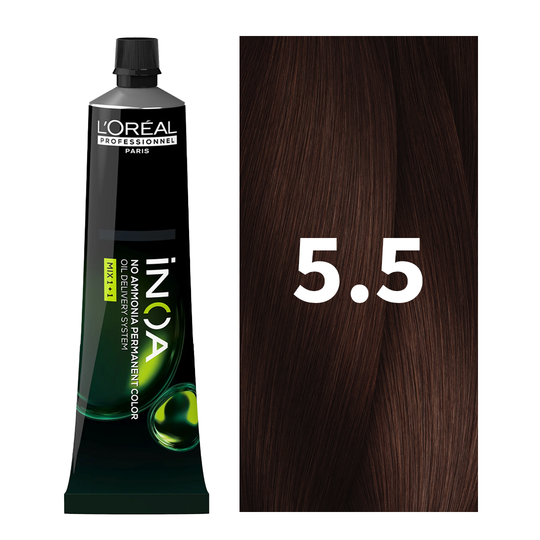 L'Oreal Professionnel Paris iNOA – 5.5 (Light Mahogany Brown) Ammonia-Free Hair Color, 60g Buy at Indicrest