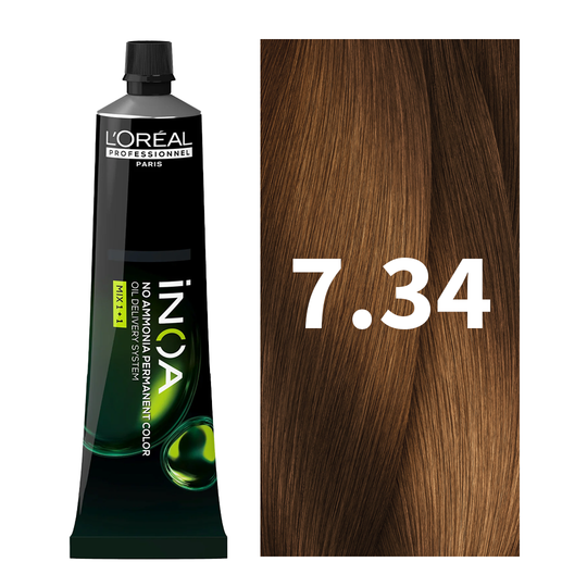 L'Oreal Professionnel Paris iNOA – 7.34 (Golden Copper Blonde) Ammonia-Free Hair Color, 60g at Indicrest Buy at Indicrest