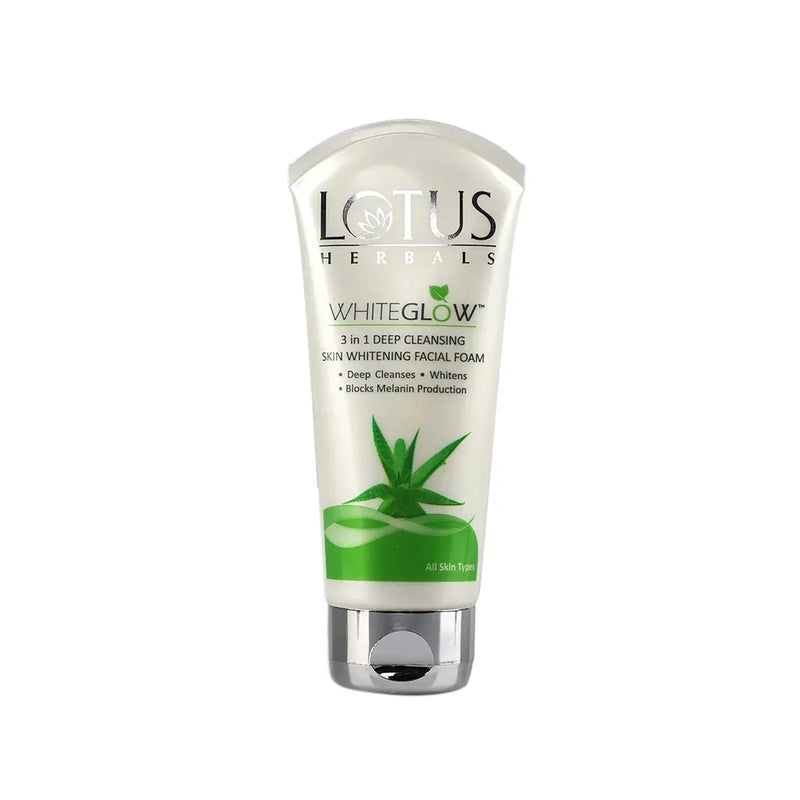 Lotus Herbals WhiteGlow 3-In-1 Deep Cleansing Skin Whitening Facial Foam (100g) - Indicrest Buy at Indicrest