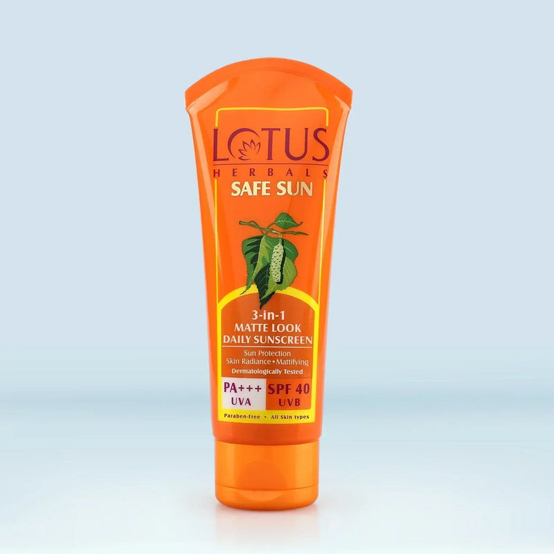 Lotus Herbals Safe Sun 3-In-1 Matte Look Daily SunScreen PA+++UVA, SPF 40, (50g) - Indicrest Buy at Indicrest