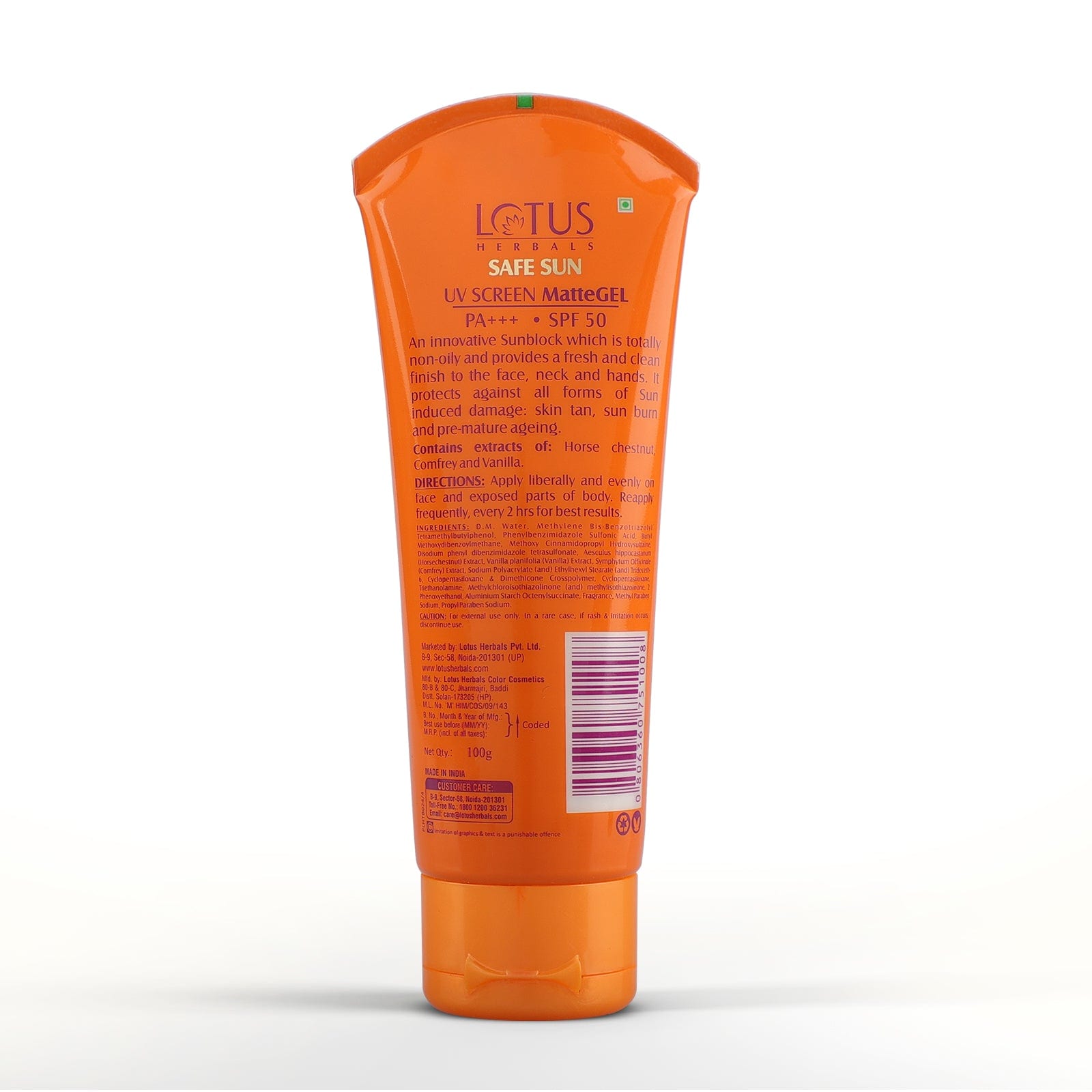 Lotus Herbals Safe Sun UV Screen Matte Gel Pa+++ SPF - 50, (100g) - Indicrest Buy at Indicrest Image 2
