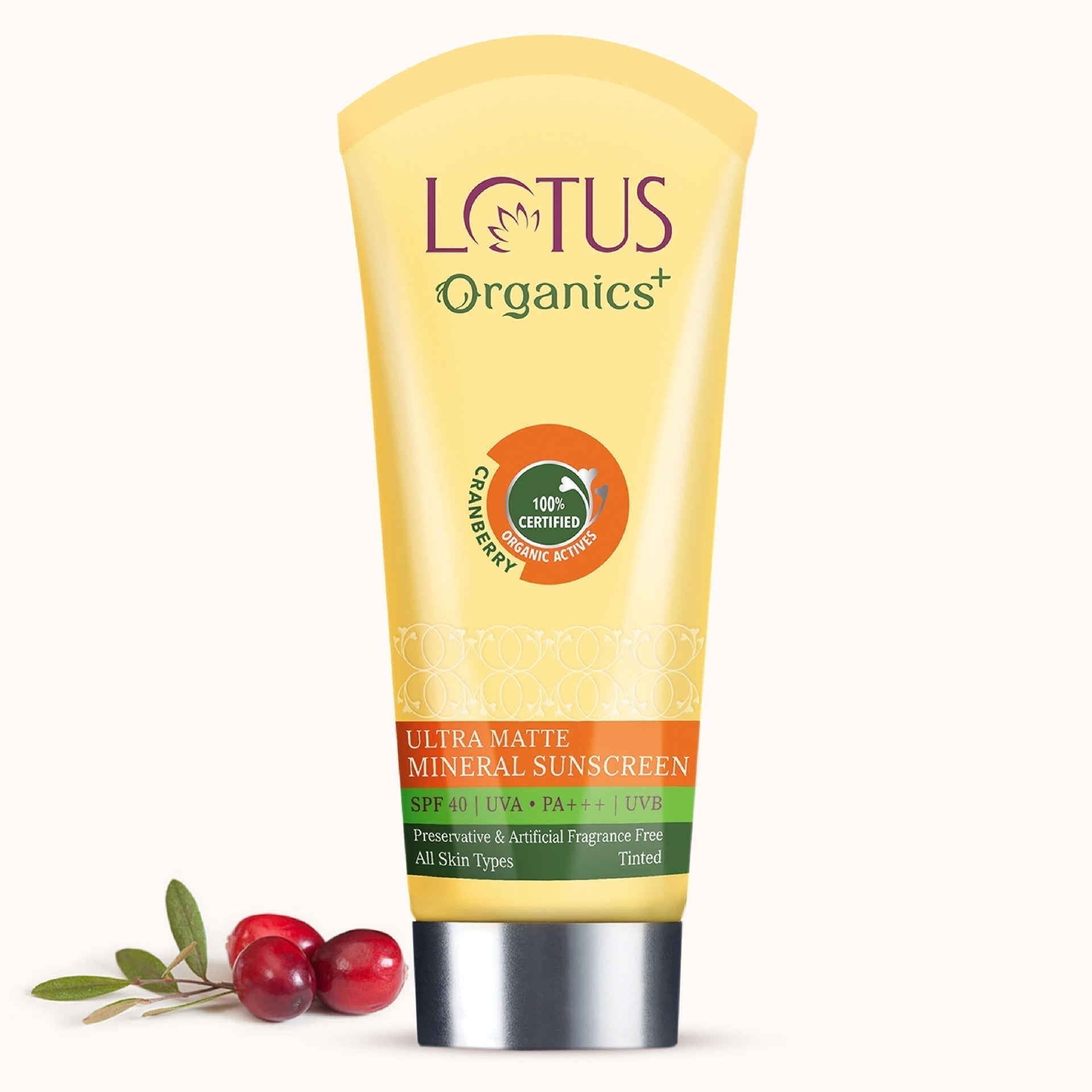 Lotus Organics+ Ultra Matte Mineral Sunscreen SPF 40 PA+++, 100g | Oil-Free, Matte Finish Buy at Indicrest