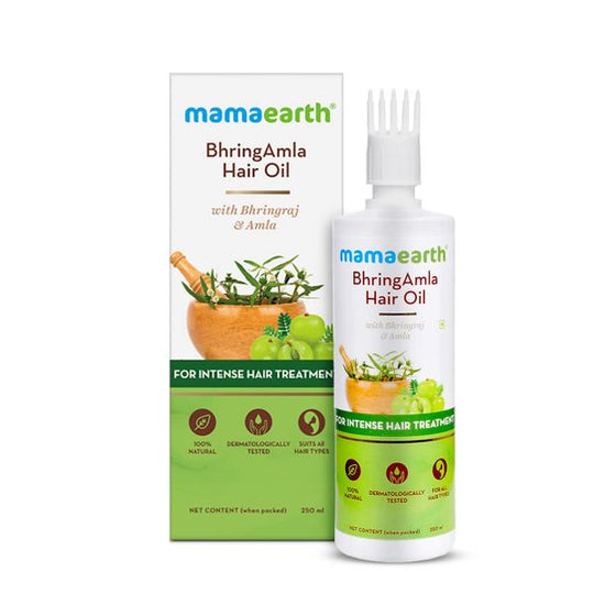 Mamaearth BhringAmla Hair Oil Bottle Front View Buy at Indicrest