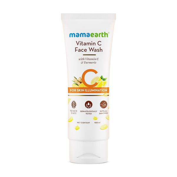 Mamaearth Vitamin C Face Wash 100ml – Front View Bottle Buy at Indicrest