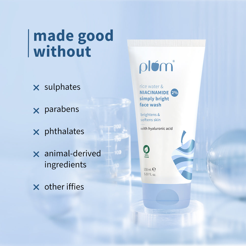 Plum 2% Niacinamide & Rice Water Face Wash | Removes 99% Impurities | Gentle & Non-Drying | Dermat-Tested, 150ml Buy at Indicrest Image 7