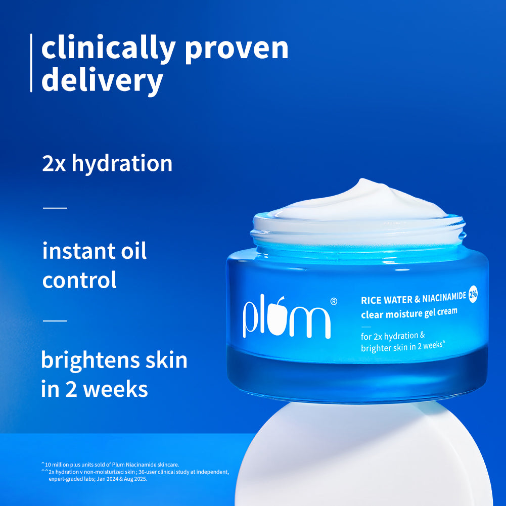 Plum 2% Niacinamide & Rice Water Brightening Gel Moisturizer | 2X Hydration | Brightens Skin In 2 Weeks | Non-Greasy, 50g Buy at Indicrest Image 7