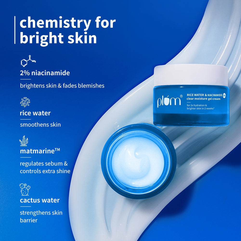 Plum 2% Niacinamide & Rice Water Brightening Gel Moisturizer | 2X Hydration | Brightens Skin In 2 Weeks | Non-Greasy, 50g Buy at Indicrest Image 9