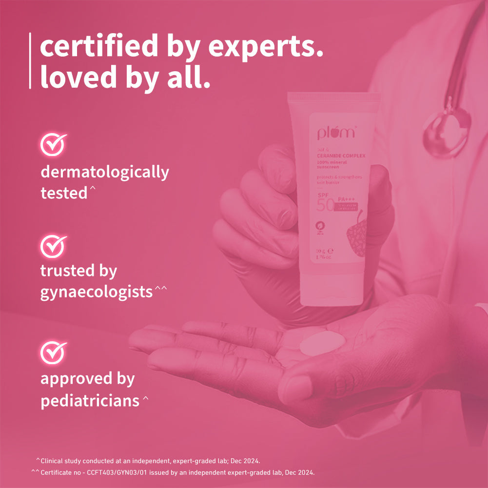 Plum Plum Oat & Ceramide Complex 100% Mineral Sunscreen | Spf 50 PA+++ | No White Cast | For Sensitive Skin | Gynaecologist & Pediatrician Trusted | Strengthens Skin Barrier | Lightweight, Non-Oily | Men & Women, 50g Buy at Indicrest Image 3