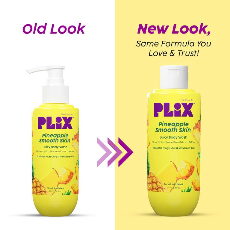 Plix Pineapple 5% Lactic Acid Exfoliating Body Wash, 236ml | For Tan Free & Brighter Skin Buy at Indicrest Image 2
