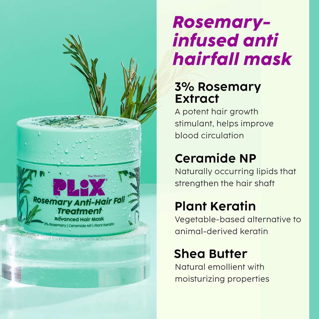 Plix Rosemary Anti-Hair Fall Treatment Advanced Hair Mask for Rough, Dry & Frizzy Hair, 200g Buy at Indicrest Image 4