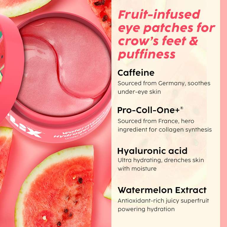 Plix Watermelon Hydrogel Under Eye Patches for Dark Circles & Puffiness With Caffeine, 60 Patches Buy at Indicrest Image 3