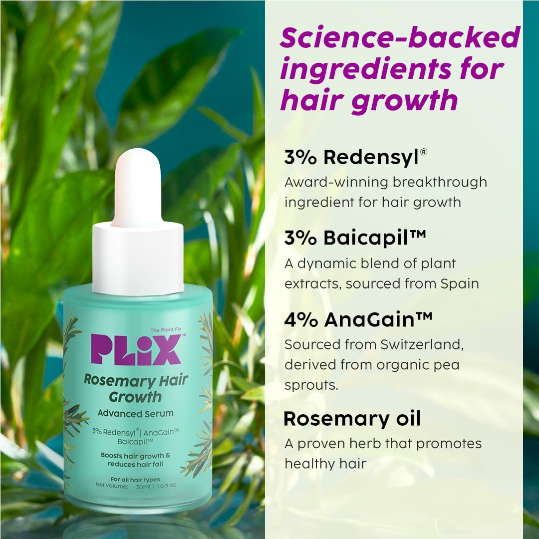 Plix Rosemary Advanced Hair Growth Serum | Reduces Hair Fall & Promotes Hair Growth, 30ml Buy at Indicrest Image 4