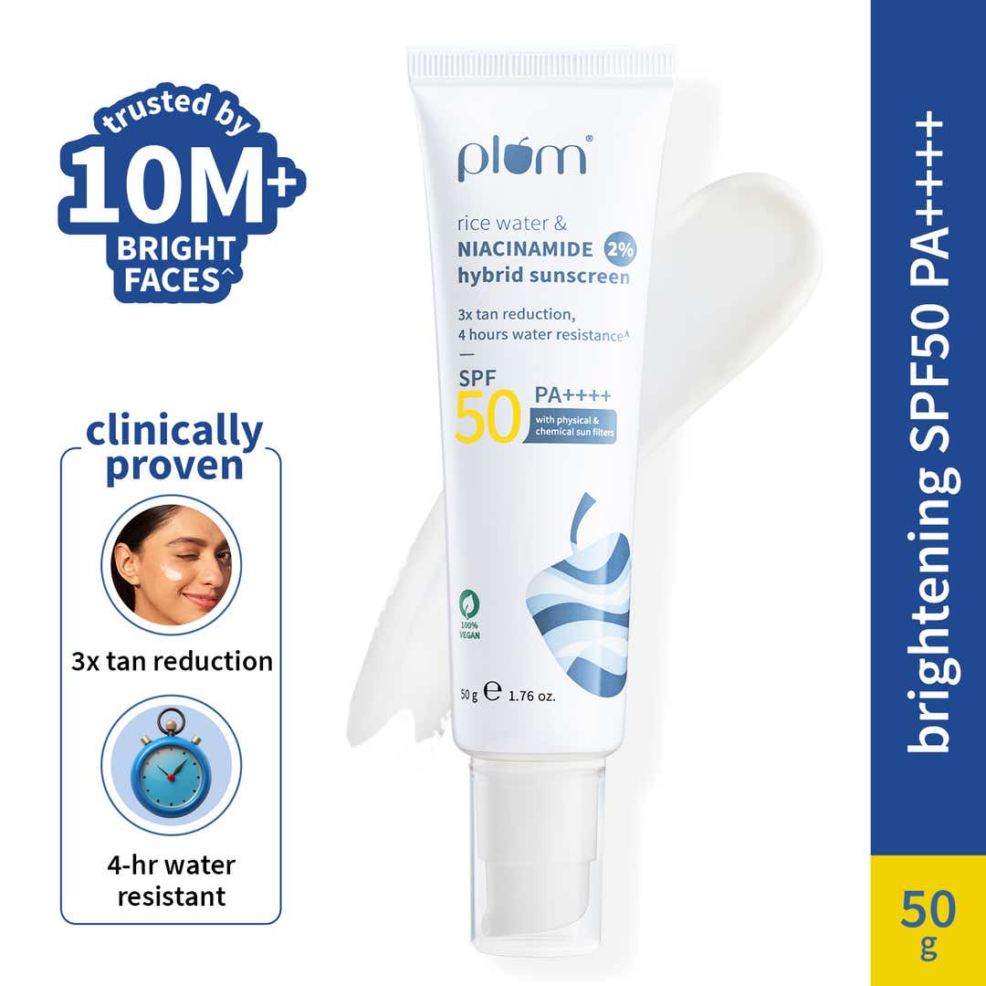 Plum 2% Niacinamide & Rice Water SPF 50 PA++++ Brightening Sunscreen | 3X Tan Reduction | 4-Hr Water Resistant | Dermat-Tested | No White Cast, 50g Buy at Indicrest Image 3