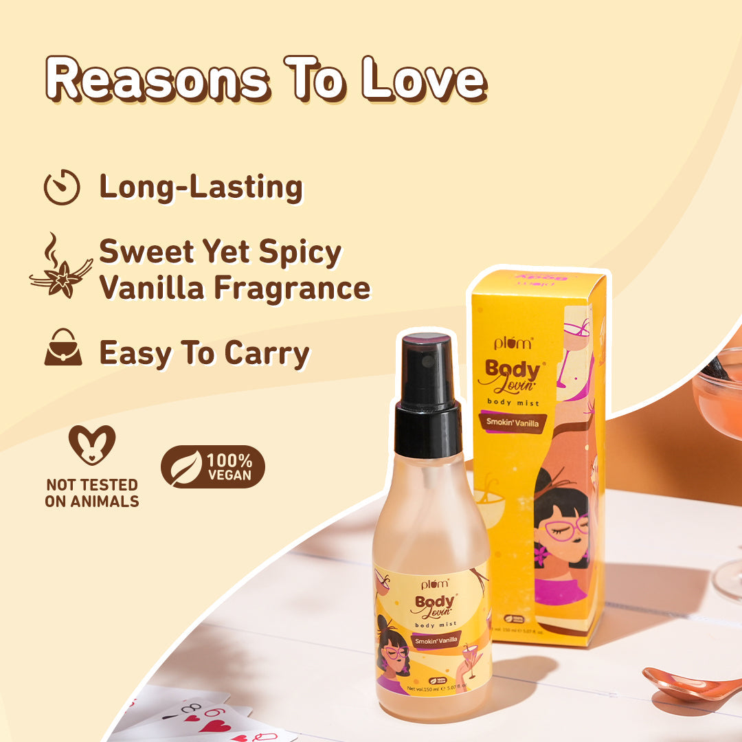 Plum Smokin' Vanilla Body Mist by Plum BodyLovin' | Long Lasting | Travel-Friendly | Spicy Vanilla Fragrance | Perfume Body Spray, 150ml Buy at Indicrest Image 4