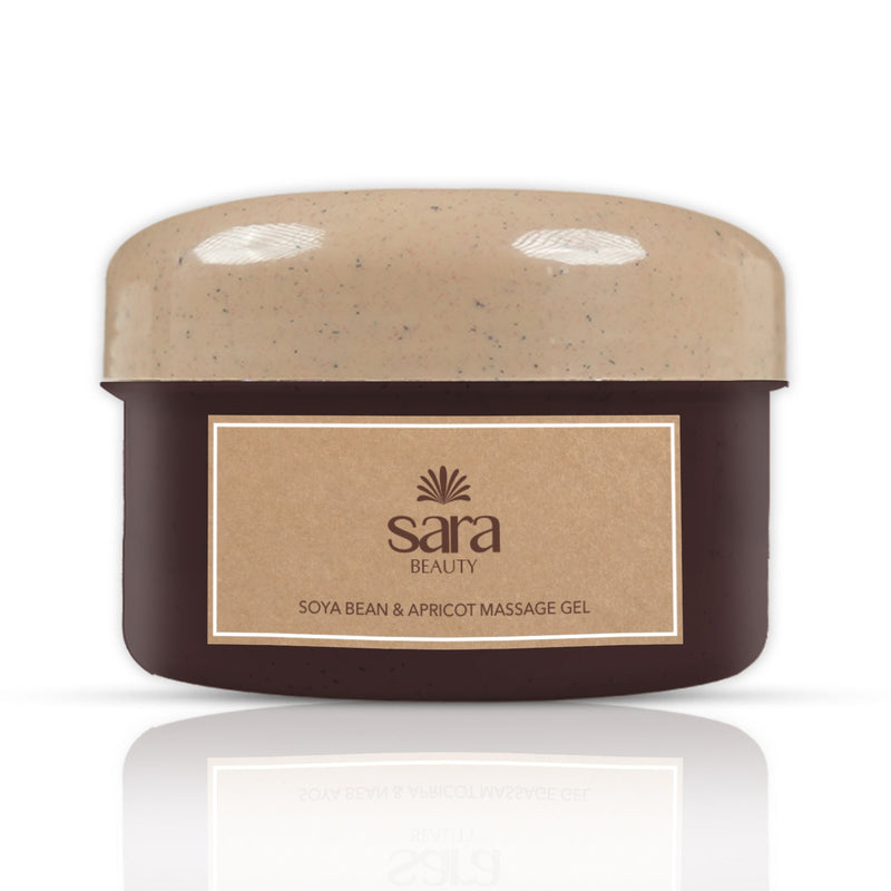 Sara Beauty Soya Bean & Apricot Massage Gel container on a white background Buy at Indicrest