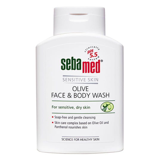 Sebamed Olive Face & Body Wash bottle on a white background Buy at Indicrest