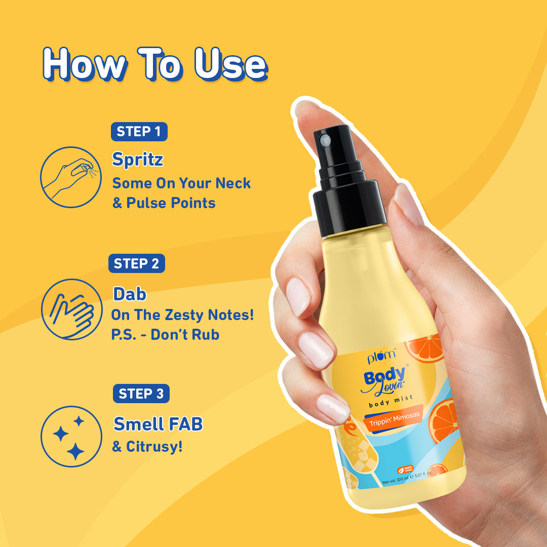 Plum Trippin' Mimosas Body Mist by Plum BodyLovin' | Long Lasting | Travel-Friendly | Citrusy Fragrance | Perfume Body Spray, 150ml Buy at Indicrest Image 15