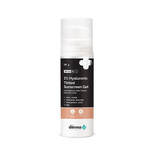 The Derma Co 1% Hyaluronic Tinted Sunscreen Gel, 50g - Indicrest Buy at Indicrest