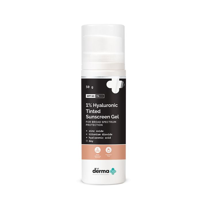 The Derma Co 1% Hyaluronic Tinted Sunscreen Gel, 50g - Indicrest Buy at Indicrest