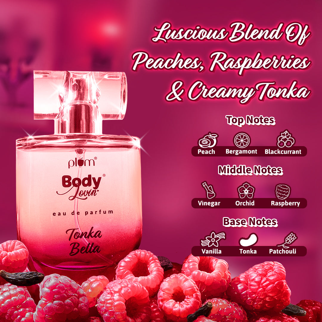 Plum Tonka Bella Eau De Parfum (Perfume) by Plum BodyLovin' | Long Lasting | Fruity-Floral Fragrance | Supremely Luxurious, 50ml Buy at Indicrest Image 4