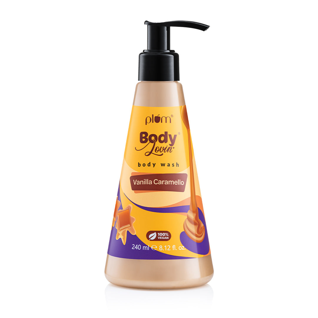 Plum Vanilla Caramello Body Wash by Plum Body Lovin' | SLS-Free | Hydrating Formula | Delicious Caramel Fragrance | Aloe-Infused Body Wash, 240ml Buy at Indicrest Image 2