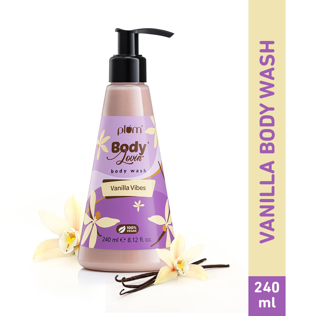 Plum Vanilla Vibes Body Wash by Plum BodyLovin' | SLS-Free | Hydrating Formula | Warm Vanilla Fragrance | Aloe-Infused Body Wash, 240ml Buy at Indicrest Image 3