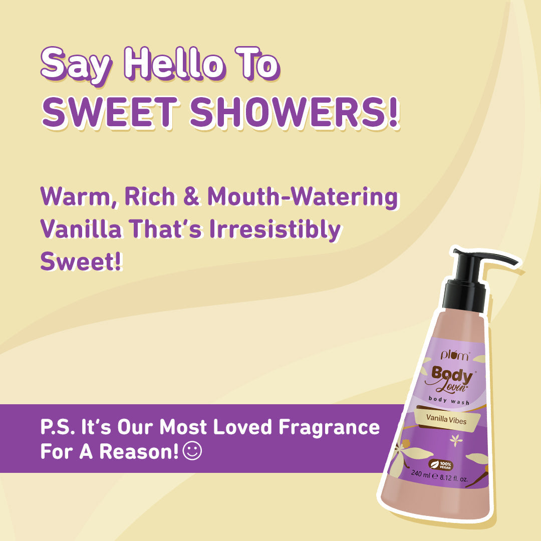 Plum Vanilla Vibes Body Wash by Plum BodyLovin' | SLS-Free | Hydrating Formula | Warm Vanilla Fragrance | Aloe-Infused Body Wash, 240ml Buy at Indicrest Image 5