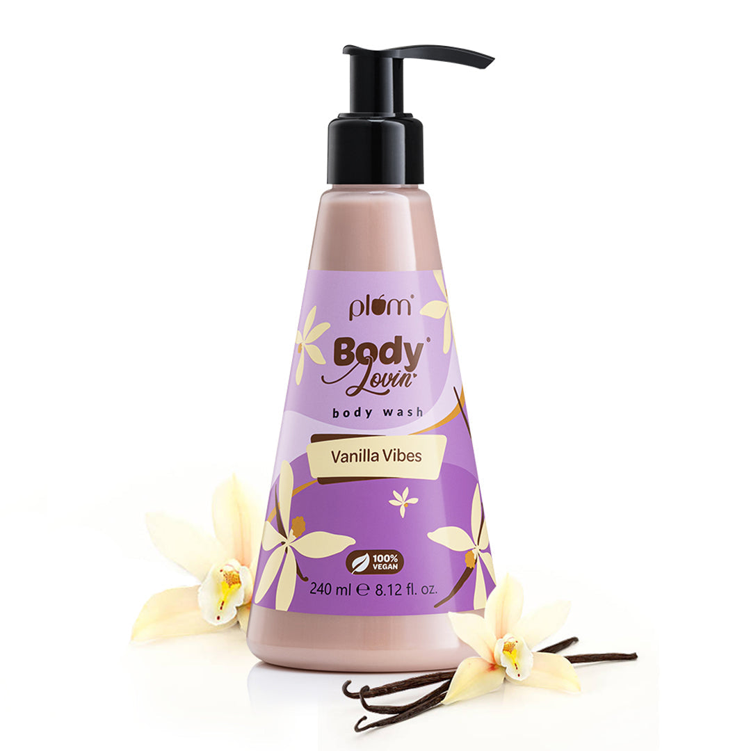 Plum Vanilla Vibes Body Wash by Plum BodyLovin' | SLS-Free | Hydrating Formula | Warm Vanilla Fragrance | Aloe-Infused Body Wash, 240ml Buy at Indicrest Image 2