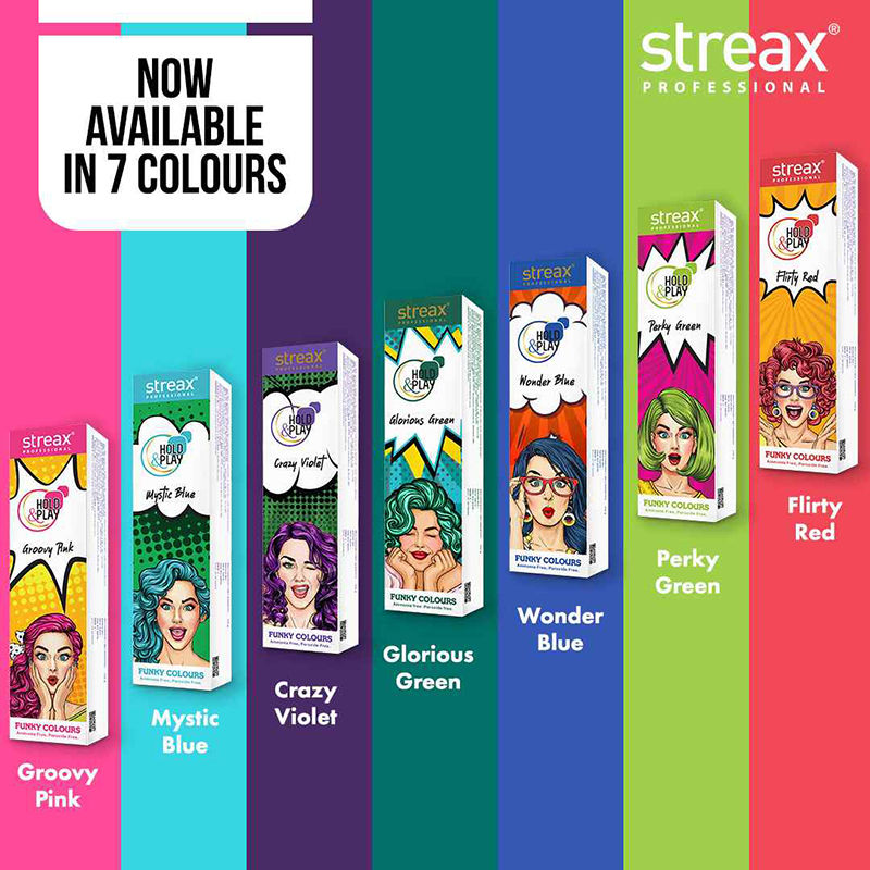 Streax Professional Hold & Play Funky Colour, Ammonia Free, Semi-Permanent Hair Colour, Crazy Violet, 100g Buy at Indicrest Image 7