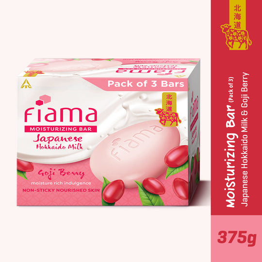 Fiama Japanese Hokkaido Milk & Goji Berry Moisturizing Soap Bars (Pack of 3), 375g Buy at Indicrest