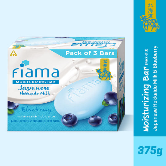 Fiama Japanese Hokkaido Milk & Blueberry Moisturizing Soap Bars (Pack Of 3), 375g Buy at Indicrest