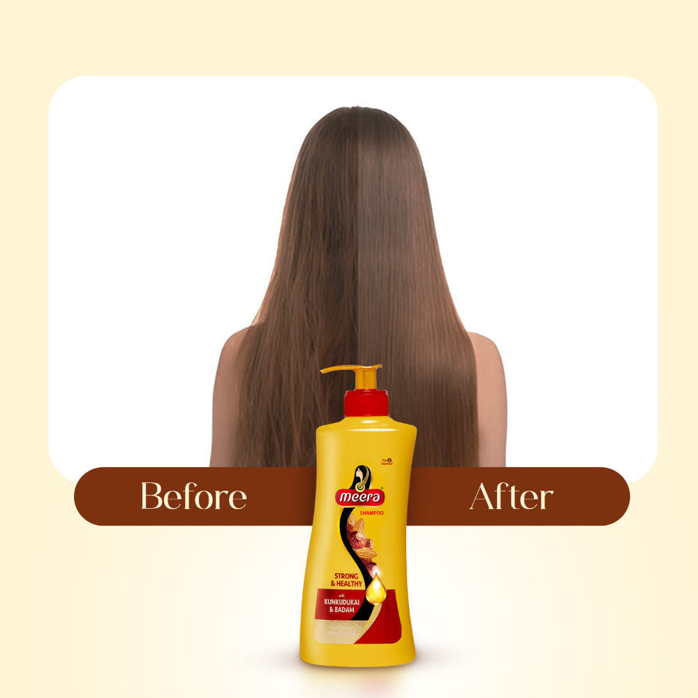 Meera Strong and Healthy Shampoo, With Goodness Of Kunkudukai and Badam, 650ml Buy at Indicrest Image 5