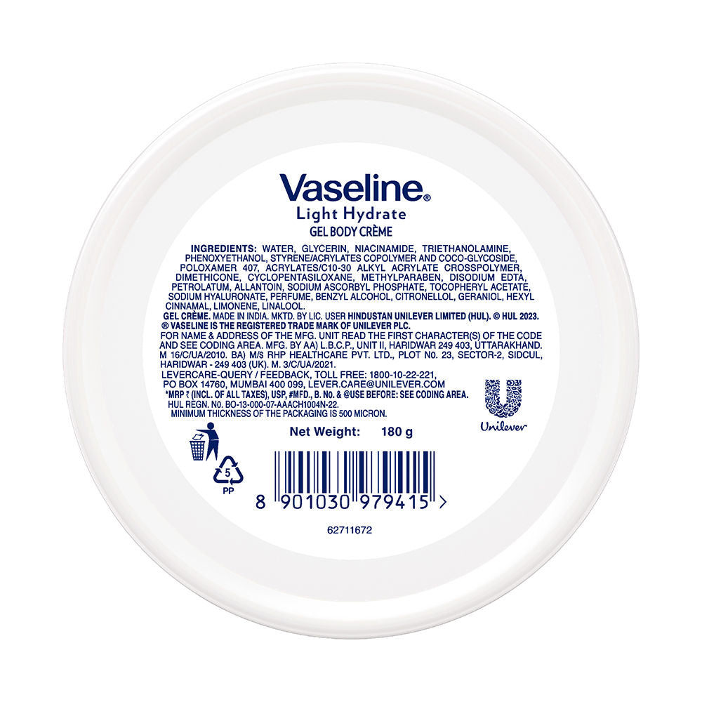 Vaseline Light Hydrate Gel Body Creme, 180g Buy at Indicrest Image 7