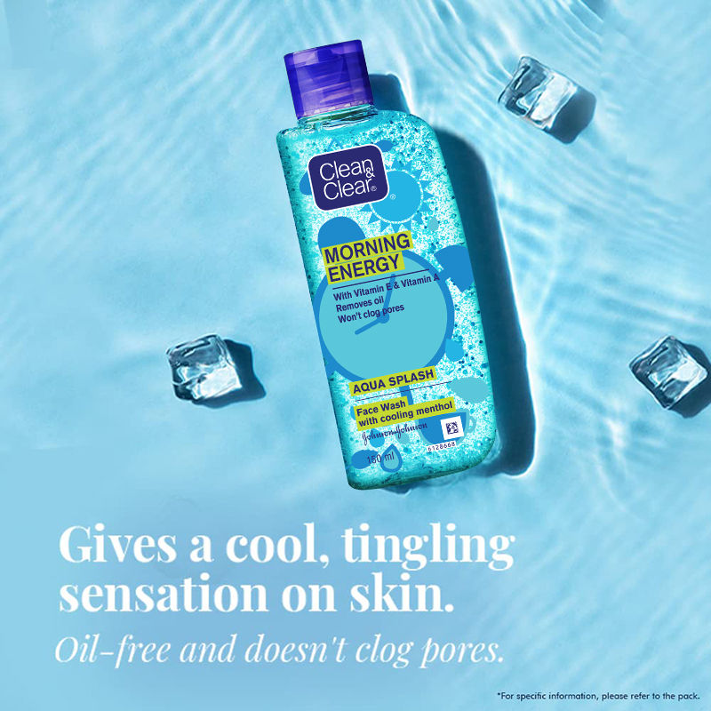 Clean & Clear Morning Energy Aqua Splash Face Wash - Gentle Cleanser with Menthol for Oily Skin, 150ml Buy at Indicrest Image 5