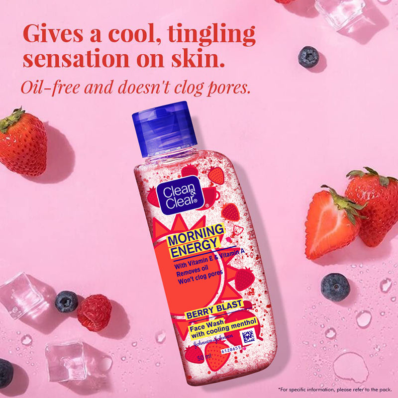 Clean & Clear Morning Energy Berry Blast Face Wash - Gentle Cleanser with Menthol for Oily Skin, 50ml Buy at Indicrest Image 5