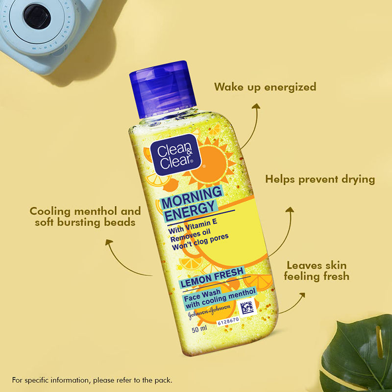 Clean & Clear Morning Energy Lemon Fresh Face Wash - Gentle Cleanser with Menthol for Oily Skin, 50ml Buy at Indicrest Image 3