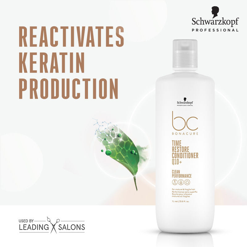 Schwarzkopf Professional Bonacure Time Restore Conditioner With Q10+ - For Mature Hair, 1000ml Buy at Indicrest Image 2