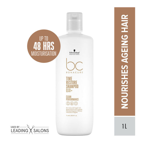 Schwarzkopf Professional Bonacure Time Restore Shampoo With Q10+ - For Mature Hair, 1000ml Buy at Indicrest